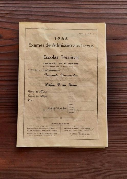 Antigos Exames de Admissão aos Liceus - Escolas Técnicas (1965)