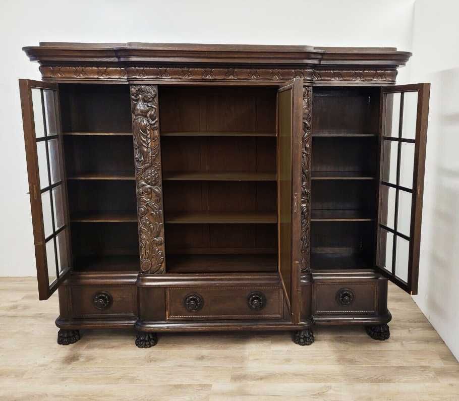 Dębowa neorenesansowa gabinetowa biblioteka z 1925 r.