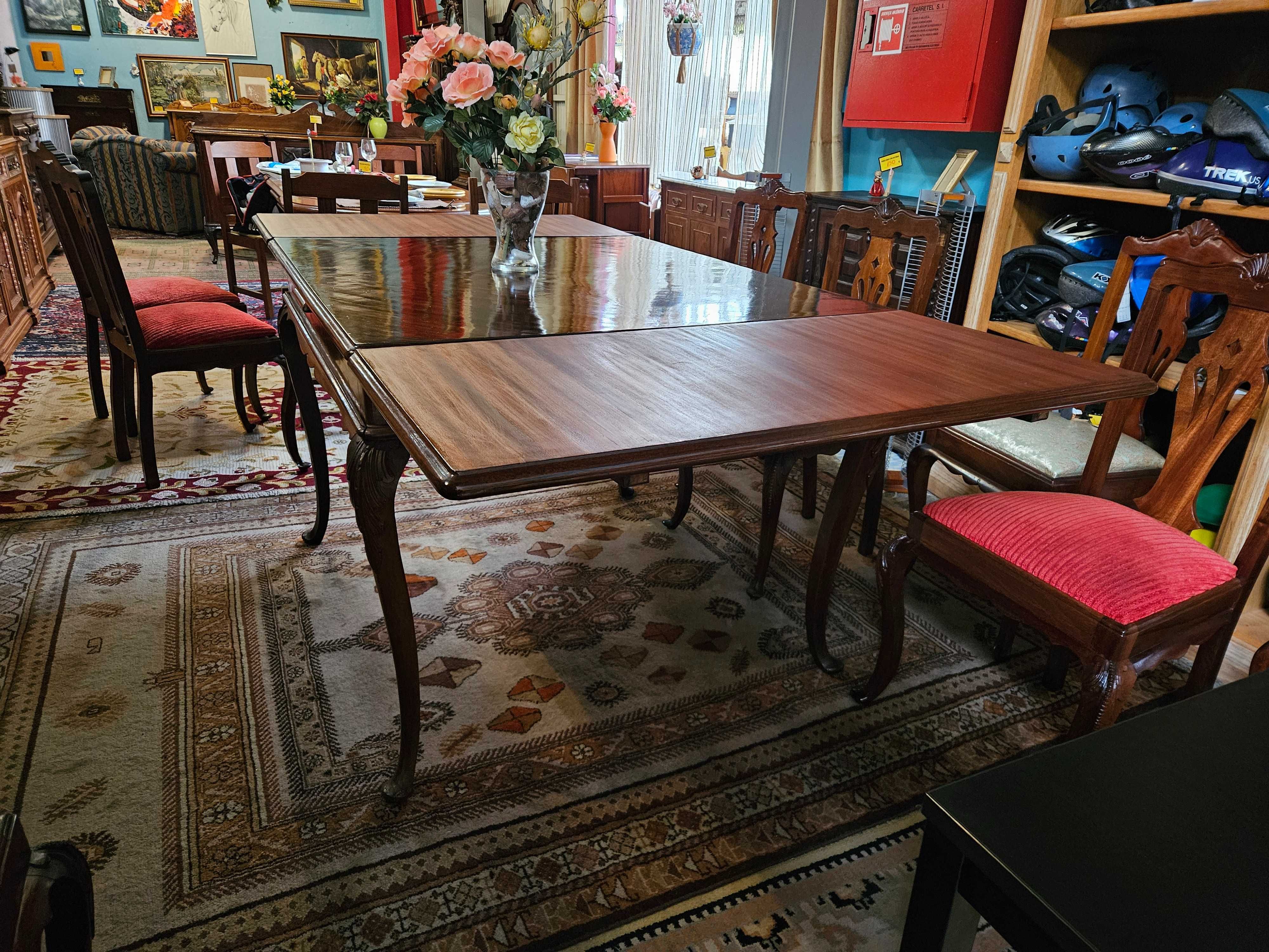Mesa antiga estilo Queen Anne - Extensível - Bom estado geral - Só a