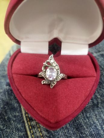 Розовый кварц серебряное кольцо
