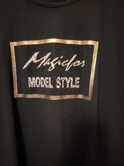 Czarna tunika VESO z błyszczącym napisem rekaw3/4