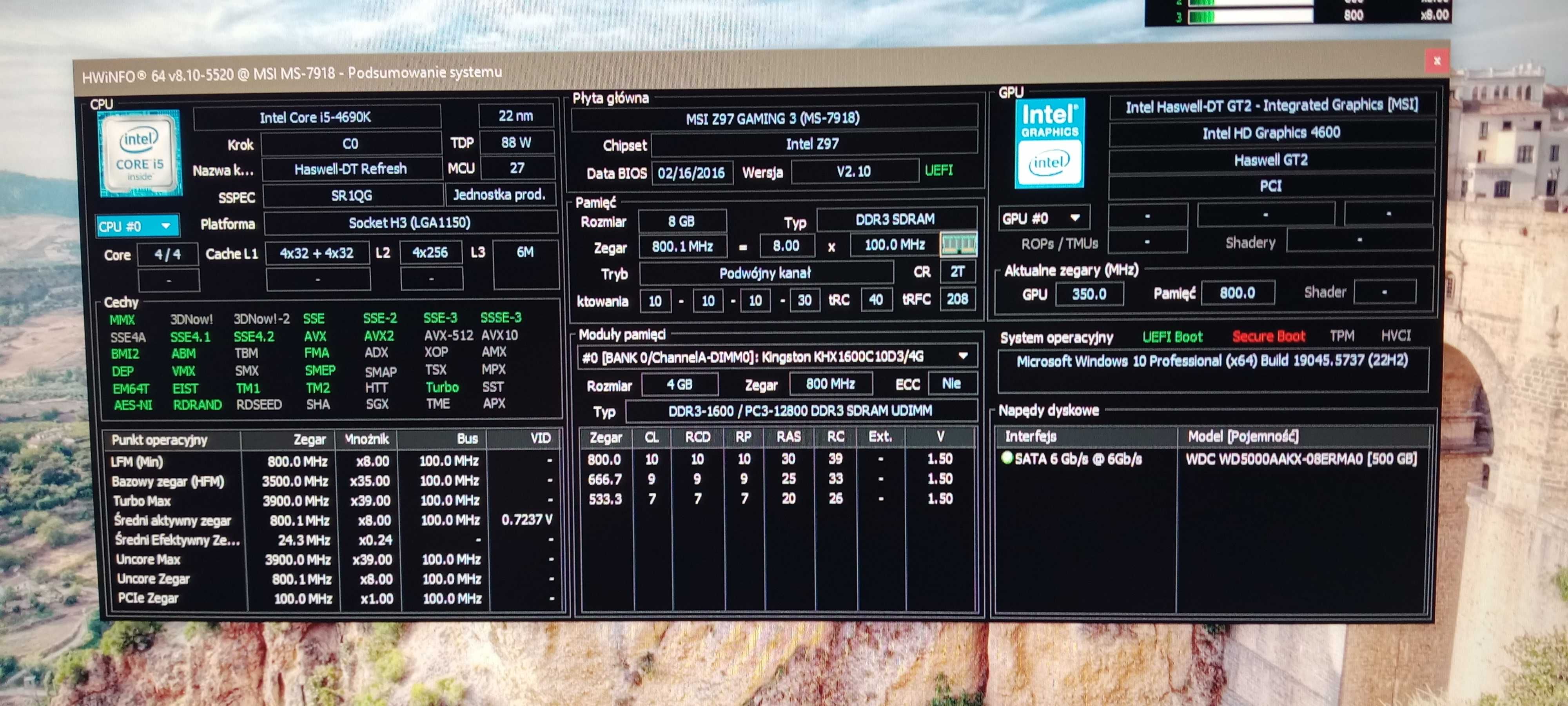 Zestaw: MSI Z97 GAMING 3 + INTEL CORE i5-4690K + 8GB DDR3 RAM 1600MHz