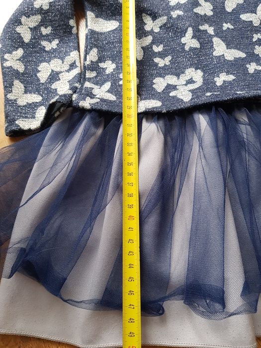 Sukienka z Tiulem na święta 104/110 4-5 lat niebieska w motyle