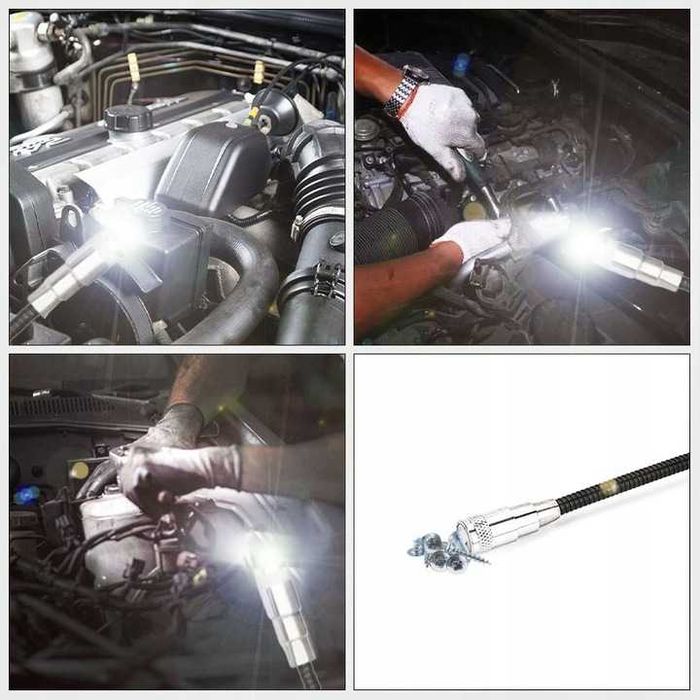 CHWYTAK Elastyczny MAGNETYCZNY z Latarką LED 57 CM Warsztatowy Magnes