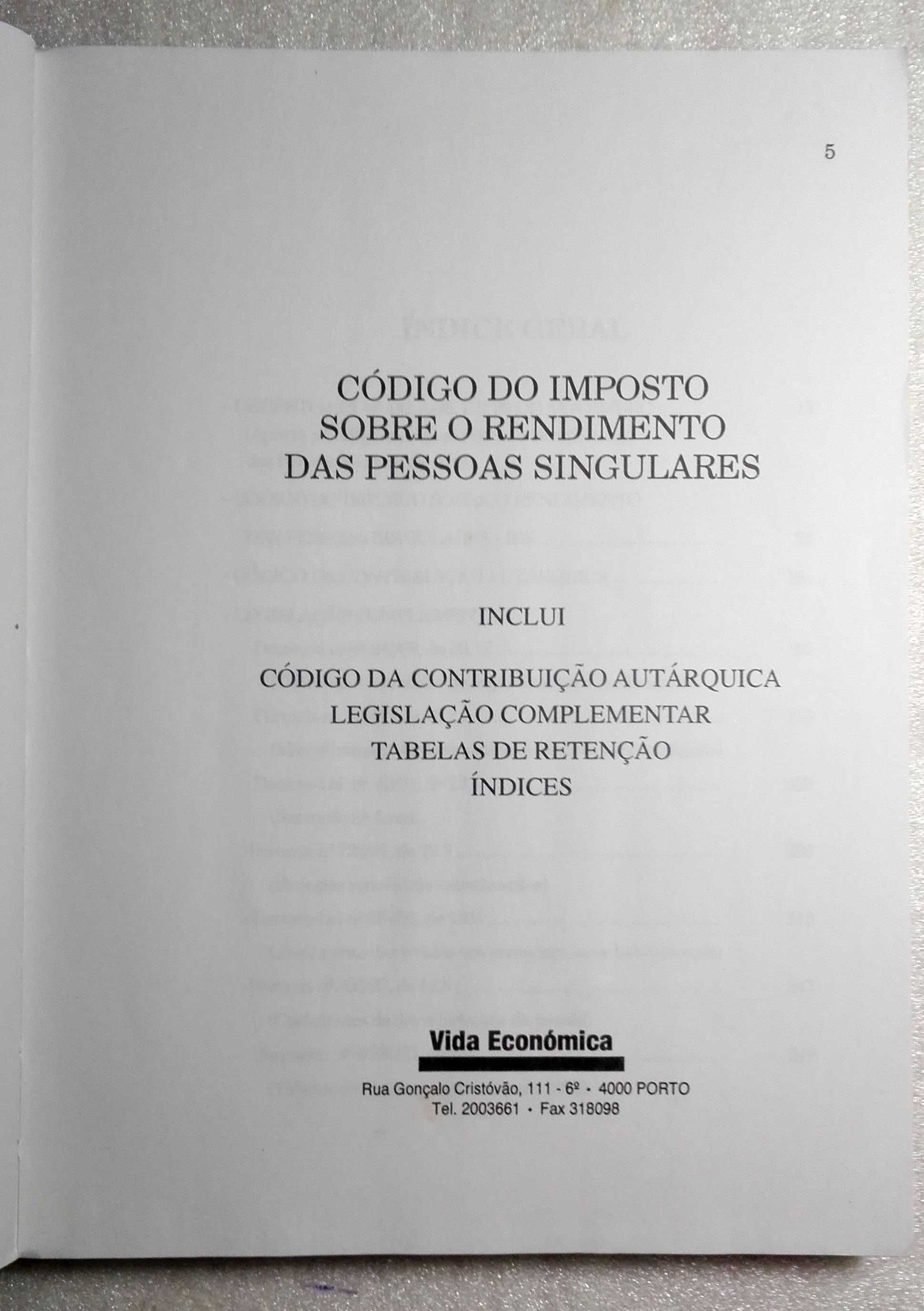 Livro IRS - Código Imposto Sobre Rendimento Pessoas Singulares