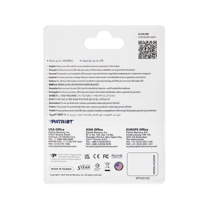 Новый SSD 256GB Patriot P320 M.2 2280 PCIe 3.0 x4 NVMe TLC