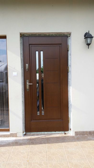 Drzwi zewnętrzne drewniane 78 orzech/antracyt!Od ręki!Czyste powietrze