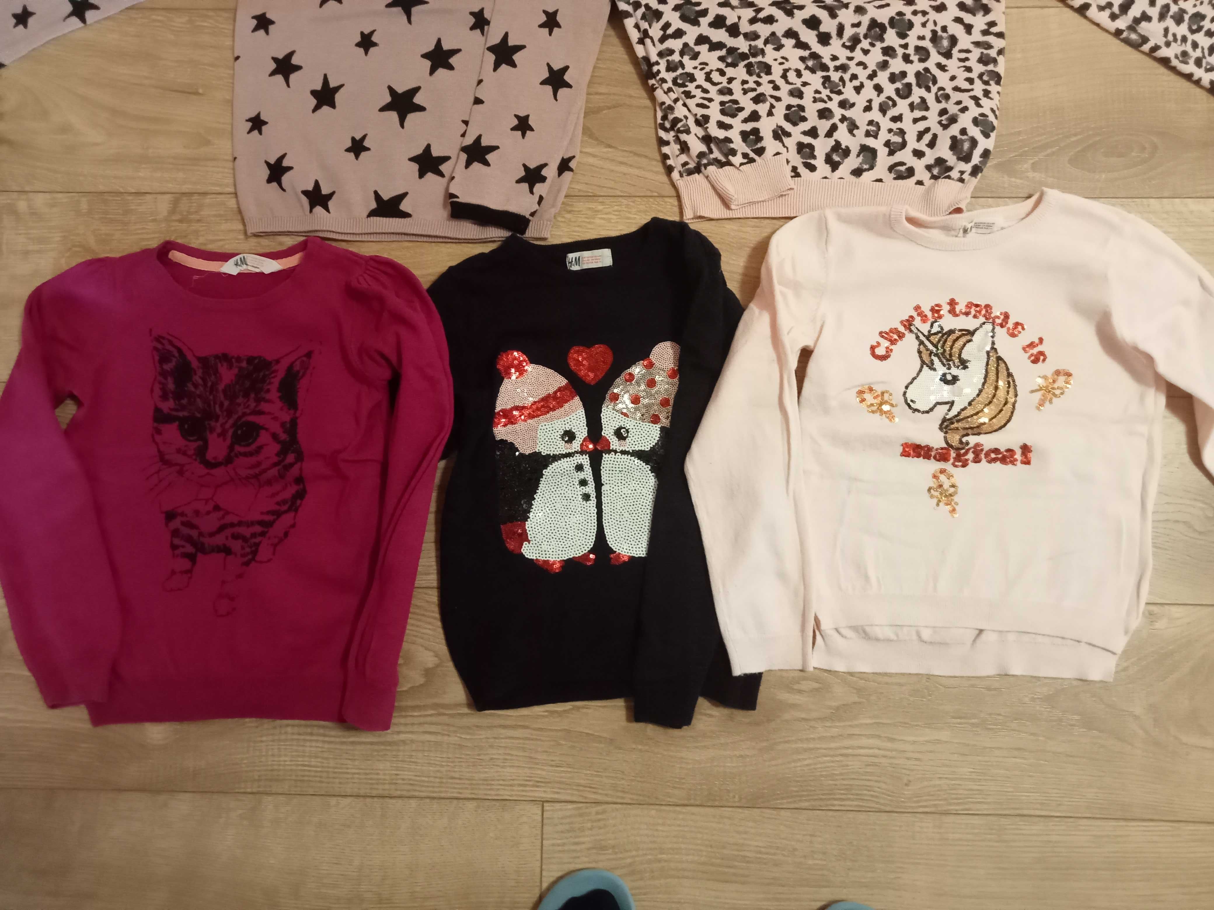 Nowy i jak nowy 122 128 sweterek sweter dla dziewczynki H&M zestaw