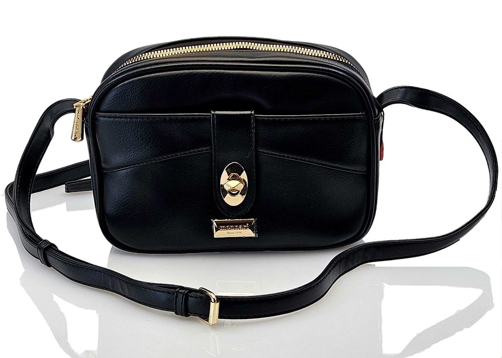 MONNARI Torebka Damska Listonoszka Skórzana Na Długim Pasku Czarna