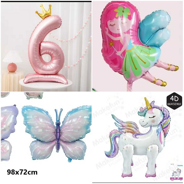 Фольгові кульки цифра 6 , фея , кулька єдиноріг 4D , ромашка