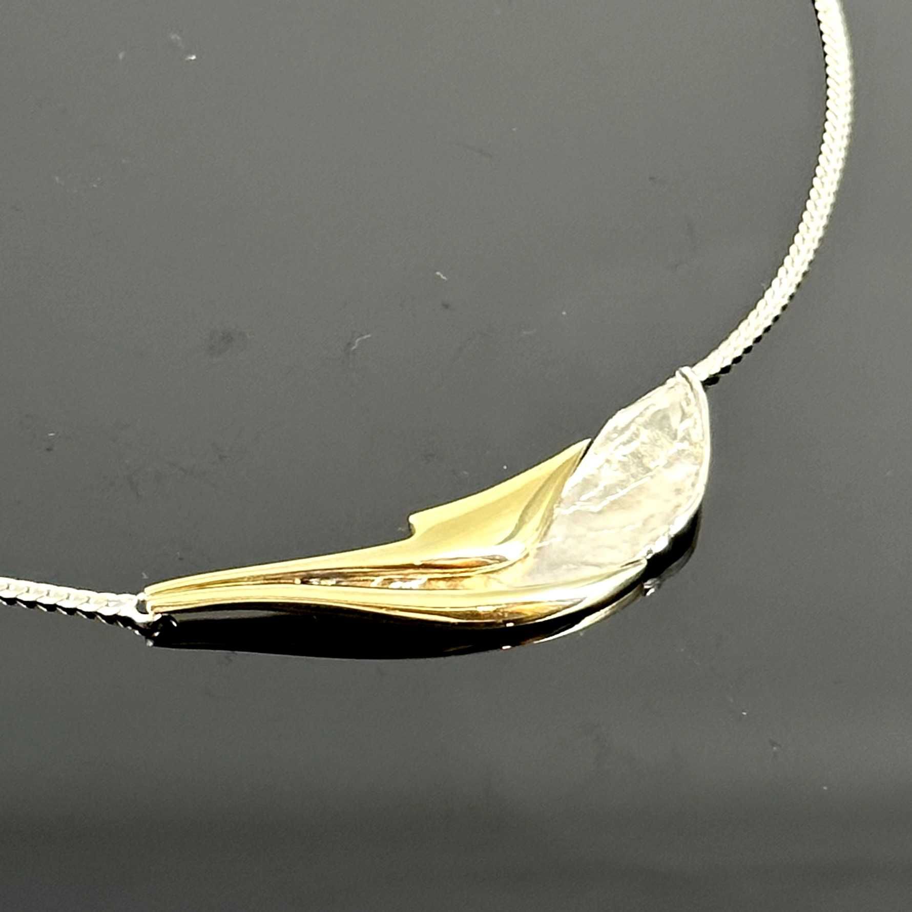 Srebro i złoto - Srebrny naszyjnik połączony z 14 karatowym złotem