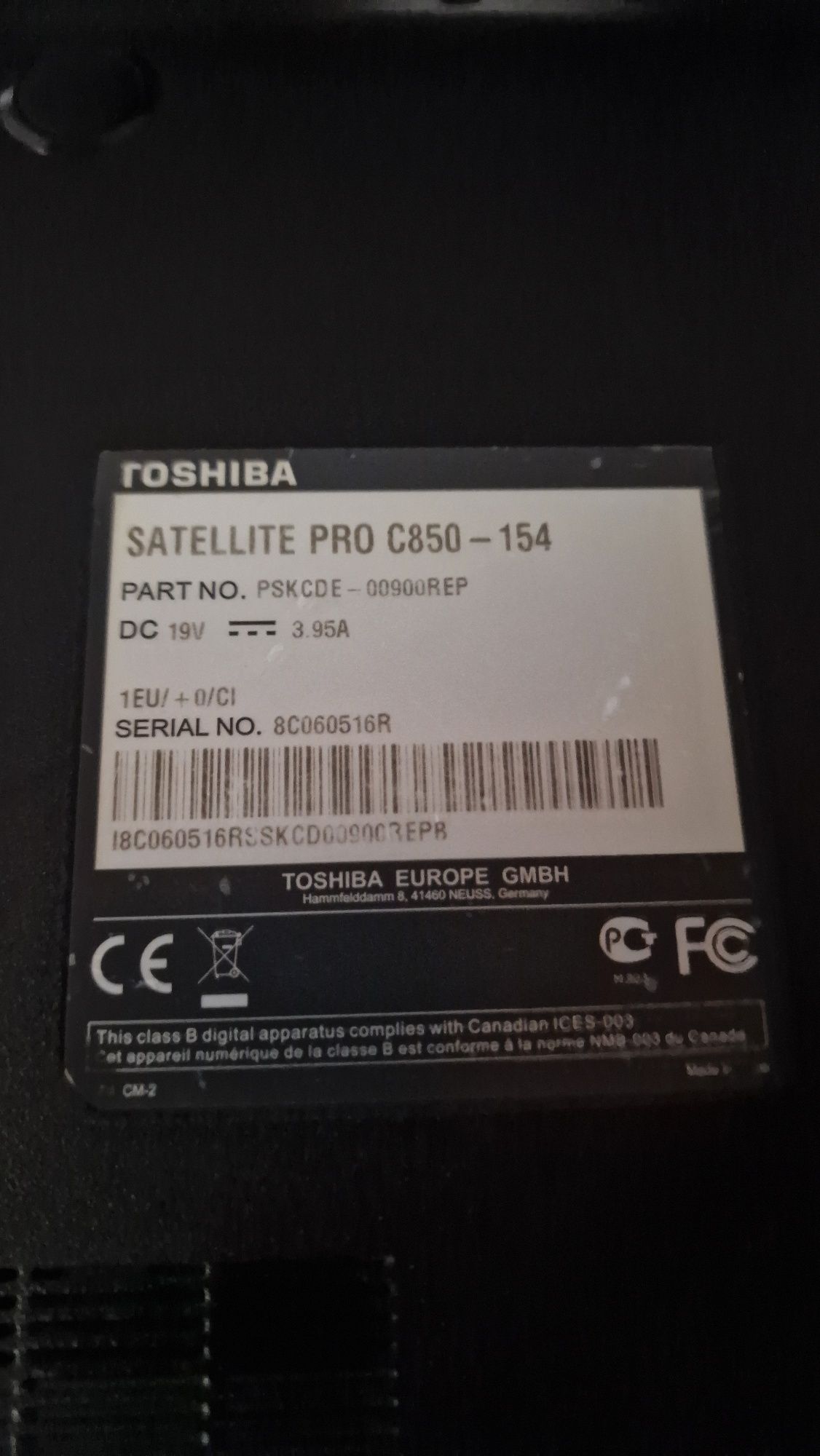 Portatil toshiba SATELLITE PRO C850-154

PART NO. PSKCDE -00900REP