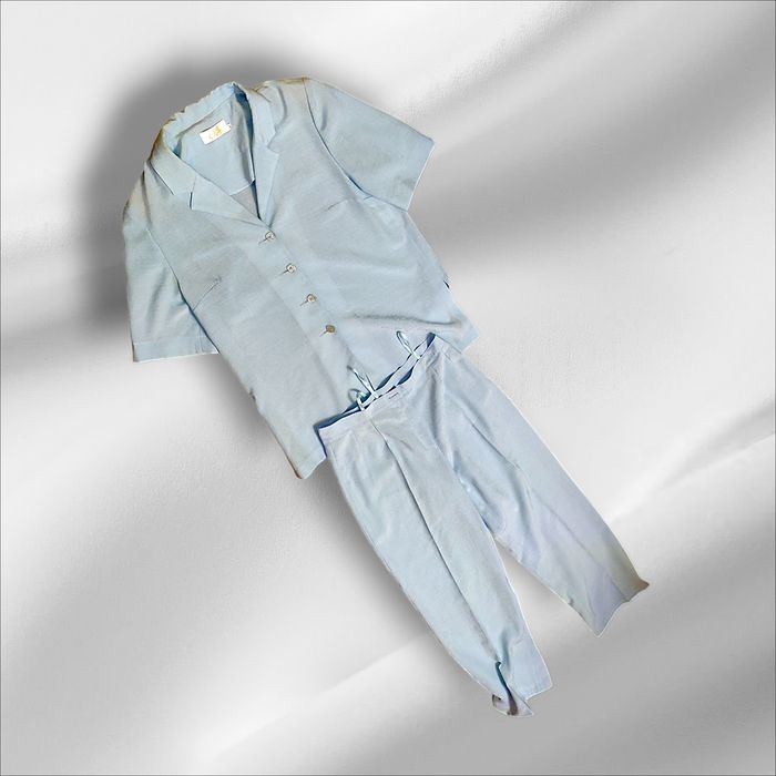 Komplet strój elegancki niebieski jasno morski