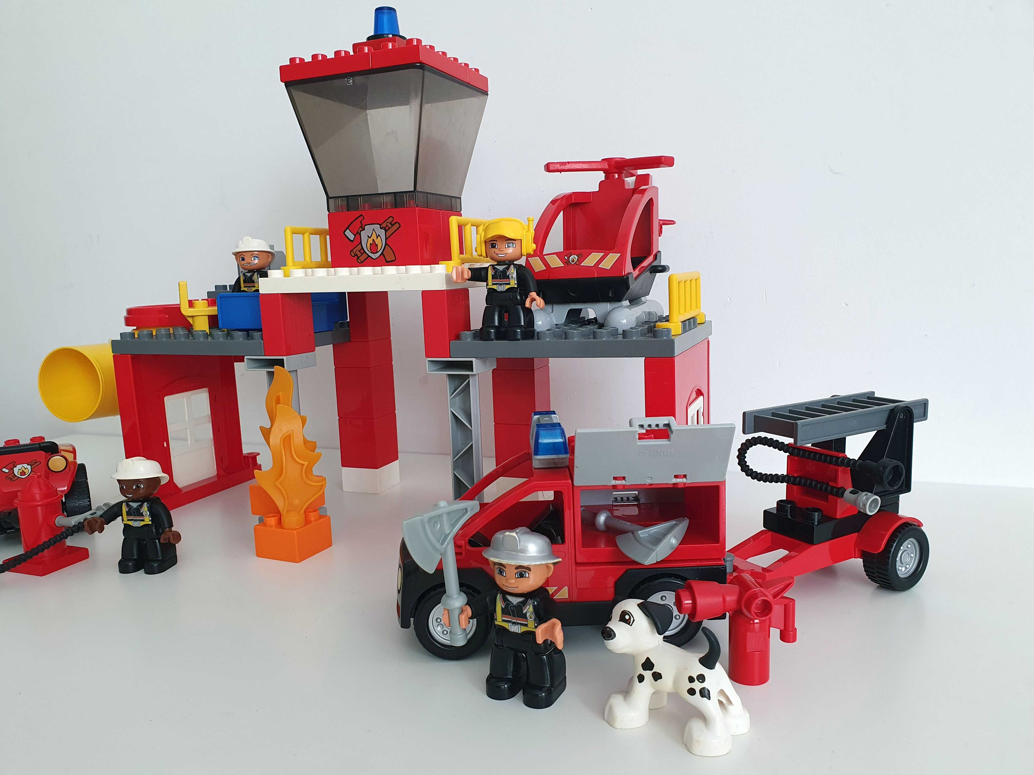 Lego DUPLO 5601 remiza strażacka + 5603 quad straż pożarna helikopter