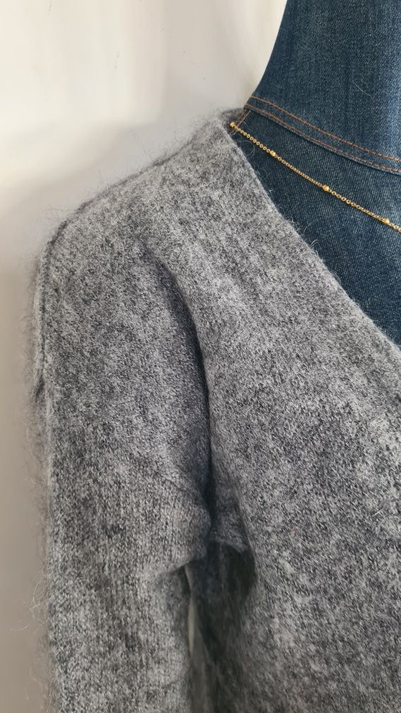 Kardigan Sweter 32% Alpaka, 32% Wełna. Grafitowy. Rozmiar M 38