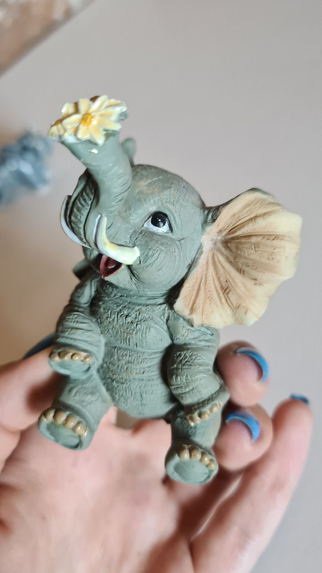 Figurka ceramiczna porcelanowa ozdoba dekoracja słoń słonik zestaw