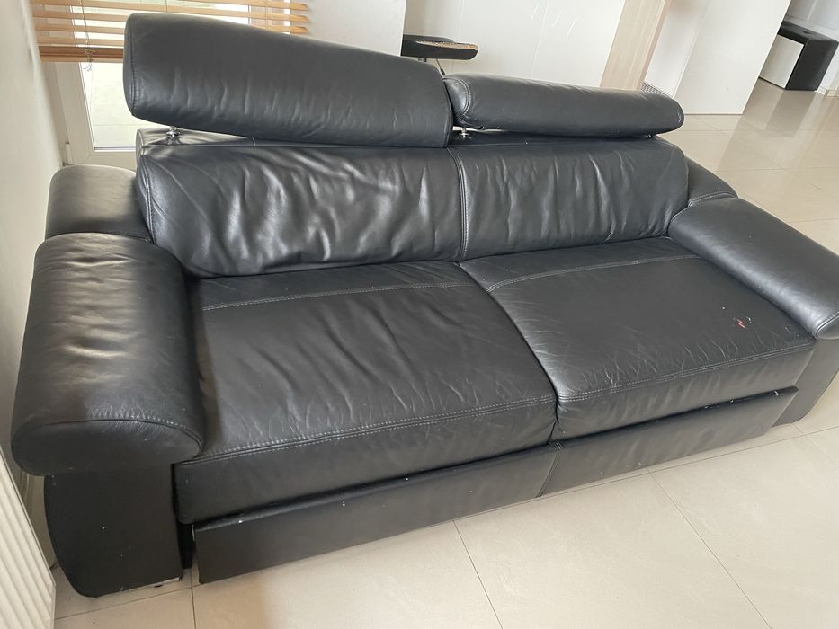 Sofa ze Skory naturalna czarna Ladna