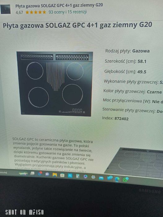 płyta gazowa i piekarnik gazowy do zabudowy firmy Solgaz