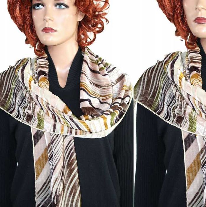 G8 GALITZINE Aksamitny Szal Jedwab 34x160