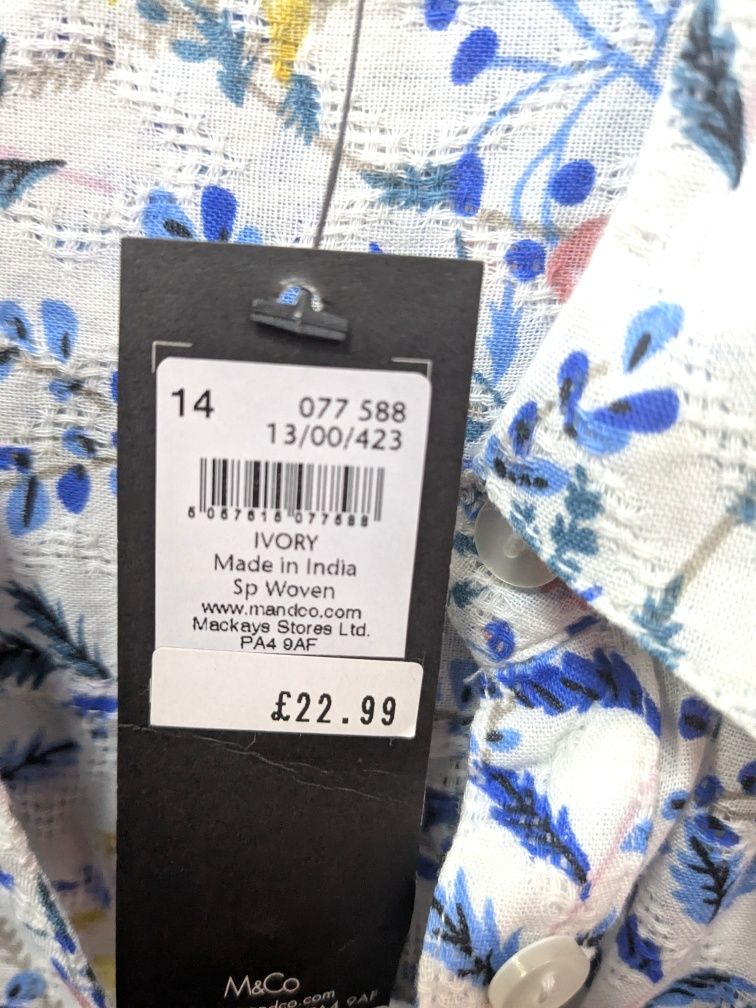 M&Co Koszula w kwiatki bawełniana rozm. 42