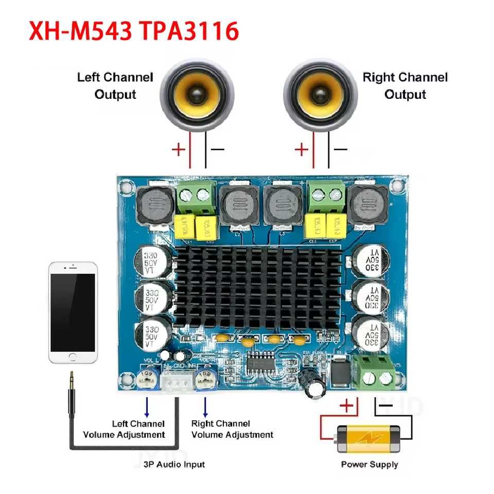 Усилитель Підсилювач 2.0 2.1 ZK MT21 TB21 XH на TPA3110 TPA3116 CS8673