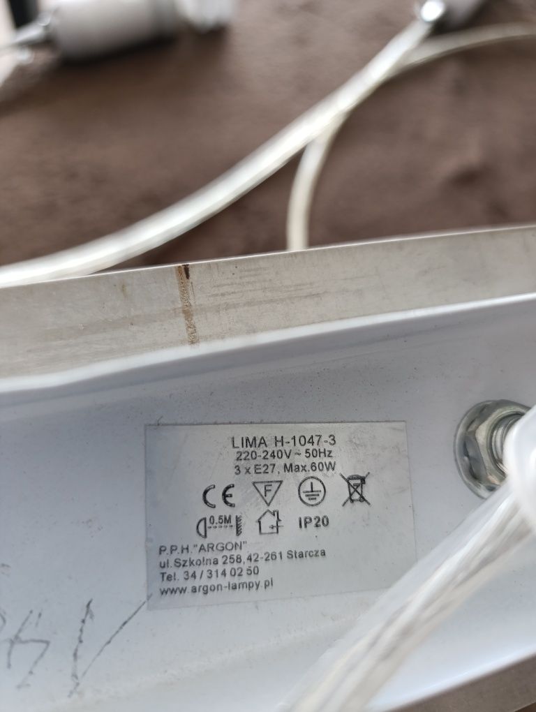 Żyrandol lampa sufitowa 3 punktowa szklane klosze