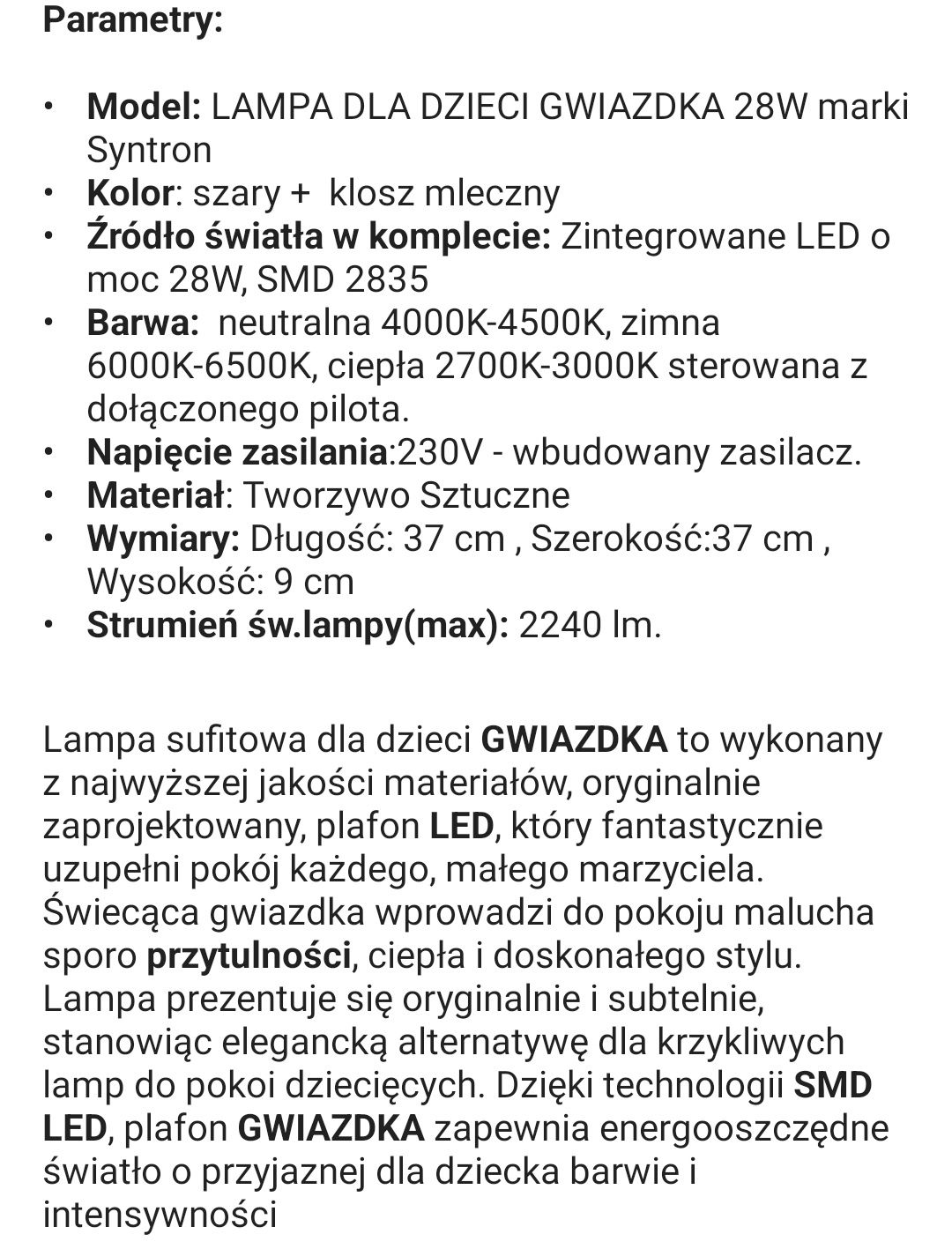 Lampa gwiazdka z pilotem