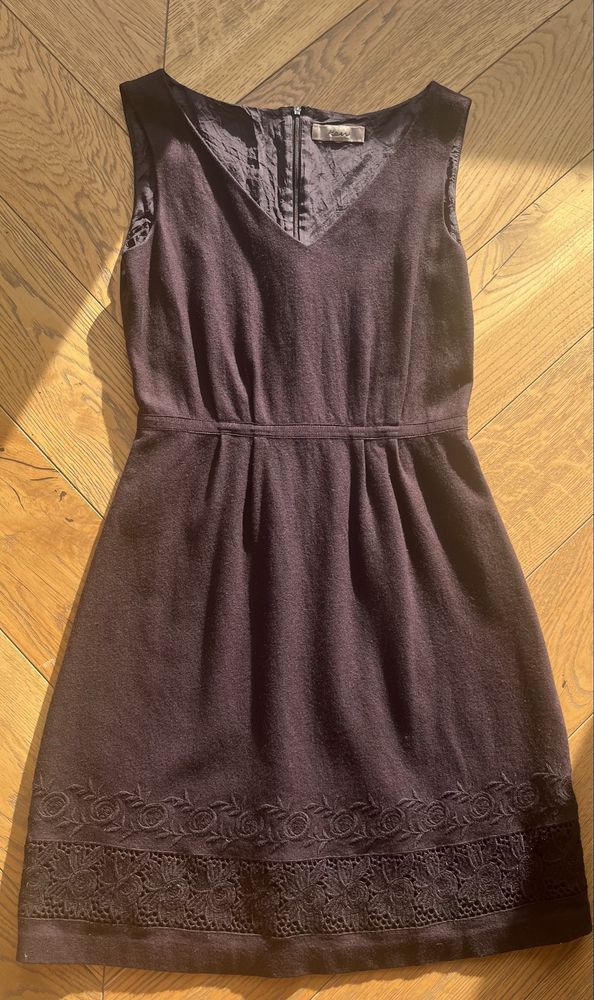 Wełniana sukienka ciemny fiolet Audrey mle zara rouje Rozmiar 36/38