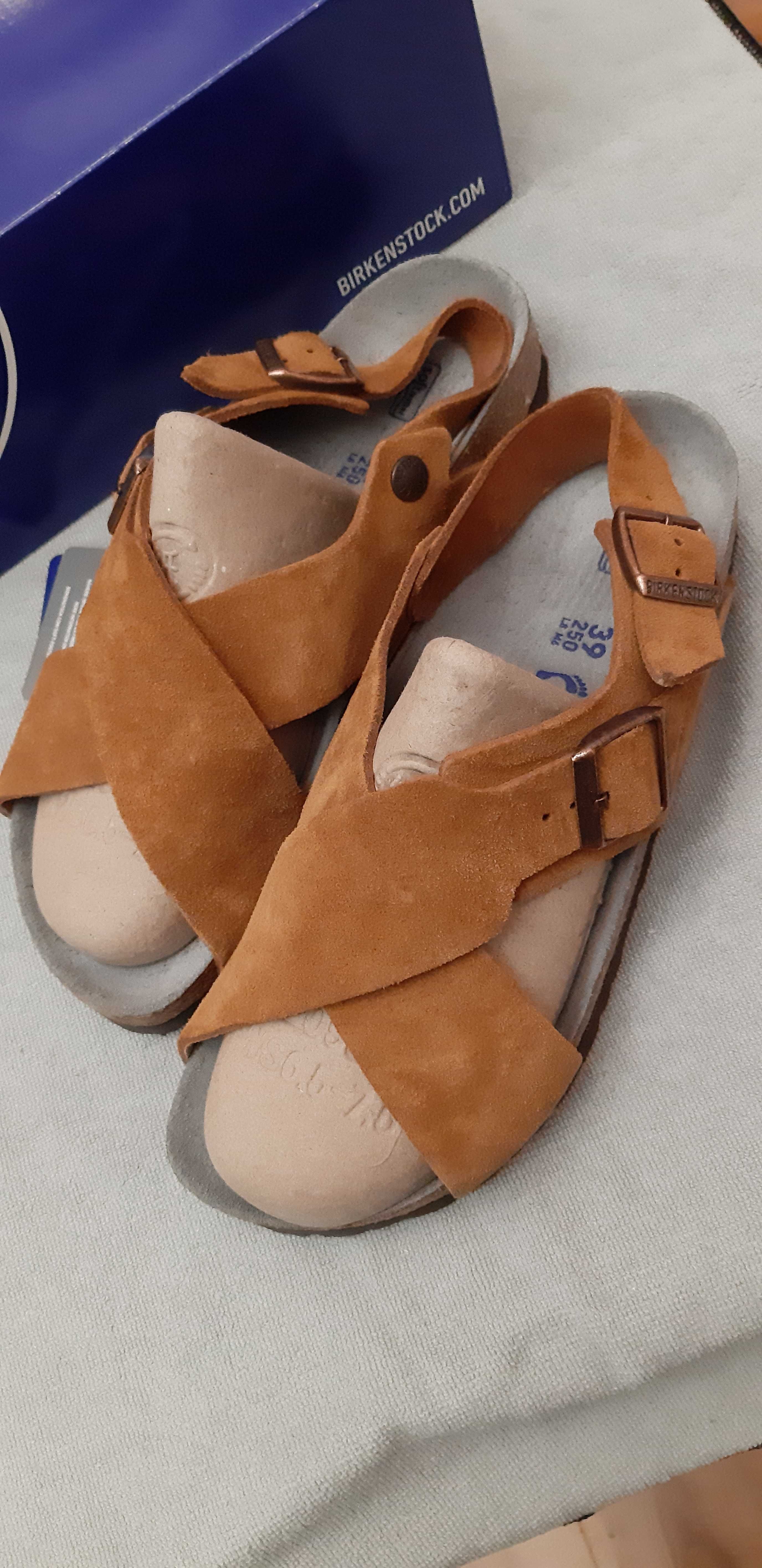 BIRKENSTOCK Sandały damskie Tulum SFB, kolor norek, skóra, nowe