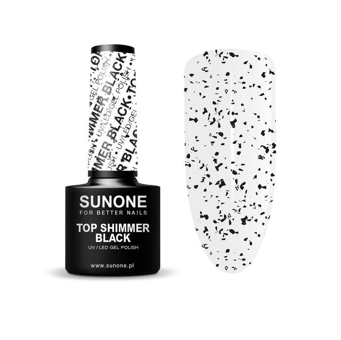 Top Shimmer Black Lakier hybrydowy czarny SUNONE hybryda 5ml