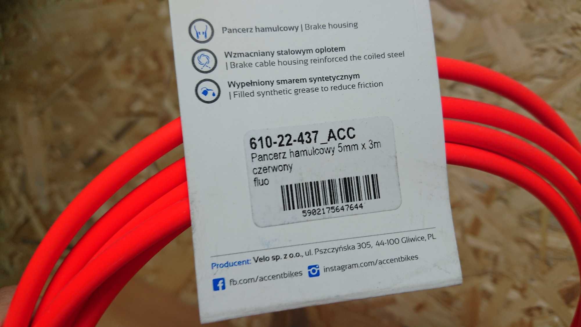 Zestaw pancerzy (hamulcowe+przerzutkowe) ACCENT czerwony fluo