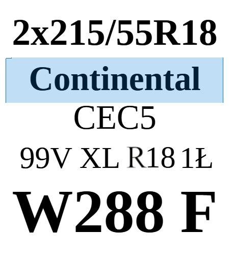 2x 215/55R18 Continental ContiEcoContact 5 99V 6mm B/B/71dB