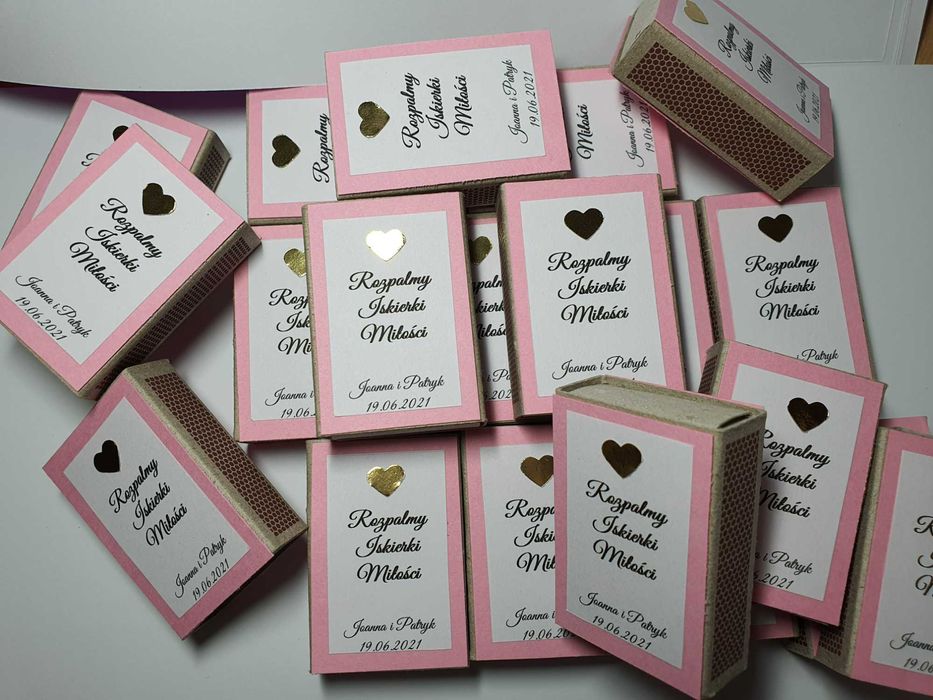 Zapałki personalizowane do iskierek miłości, zimnych ogni, wesele