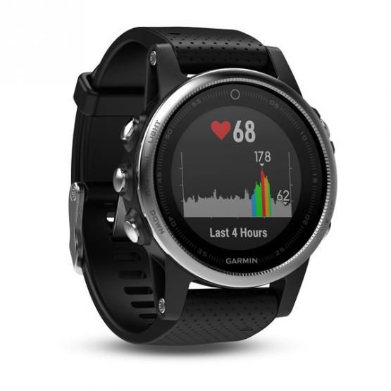 Garmin Fenix 5S srebrny z czarnym paskiem