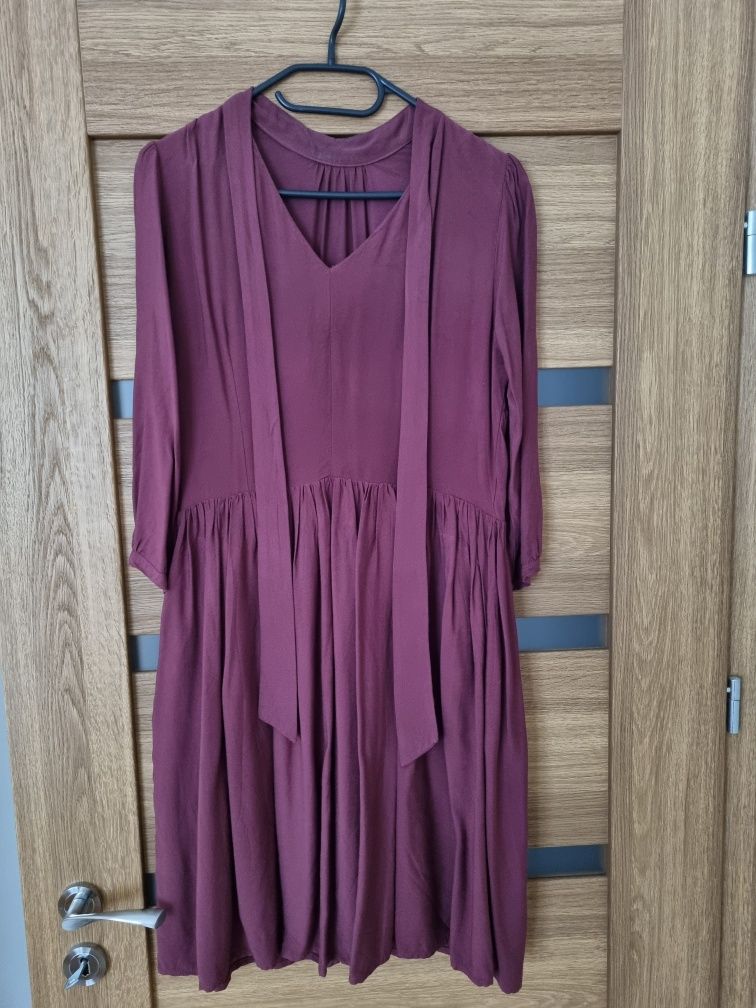 Celia wiskoza retro sukienka jesień elegancka marie zelie bordo burgun