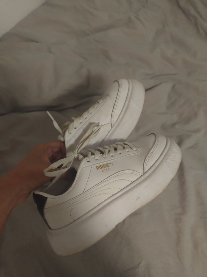 Buty puma oslo platforma podwyższenie białe Basic