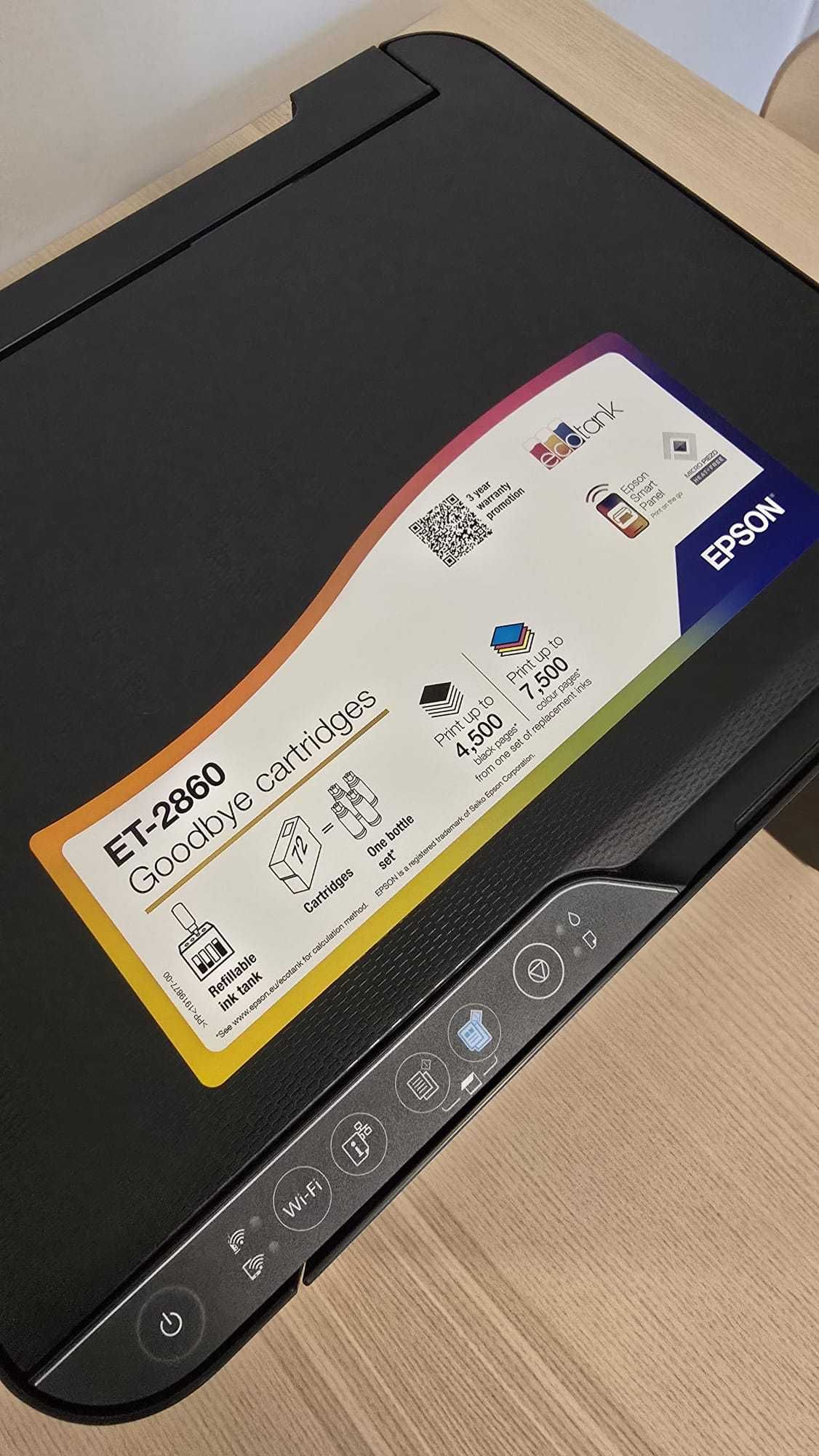 EPSON Impressora mult. A4 EcoTank ET-2860 com tanque de tinta e Wi-Fi.