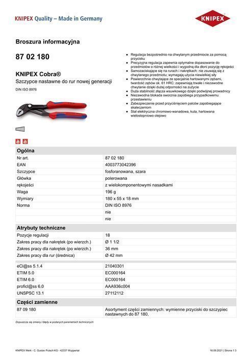 Szczypce Do Rur Cobra 250Mm
