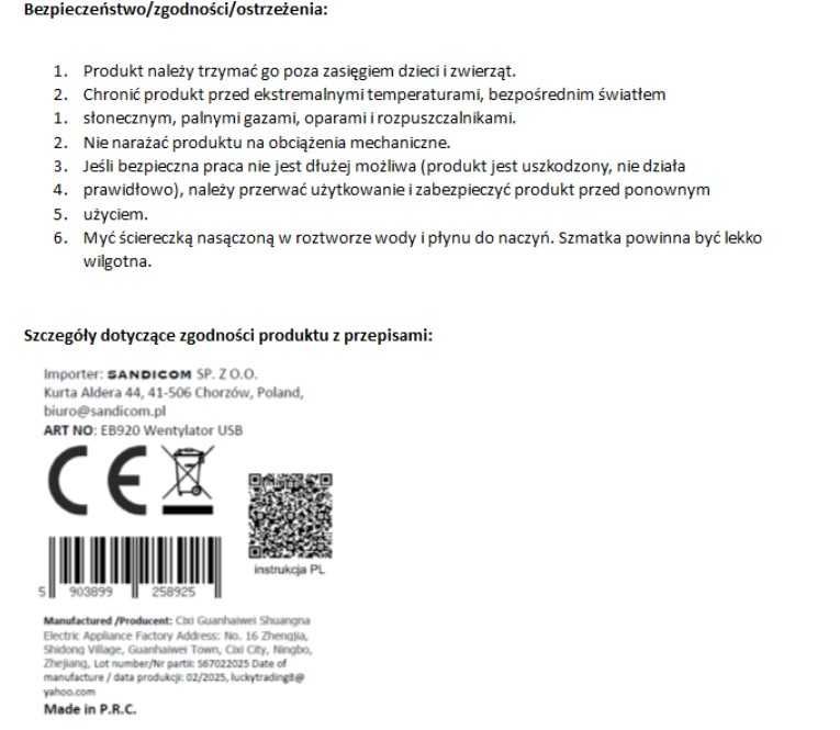 Wiatrak wentylator usb stojący biurkowy pokojowy metalowy