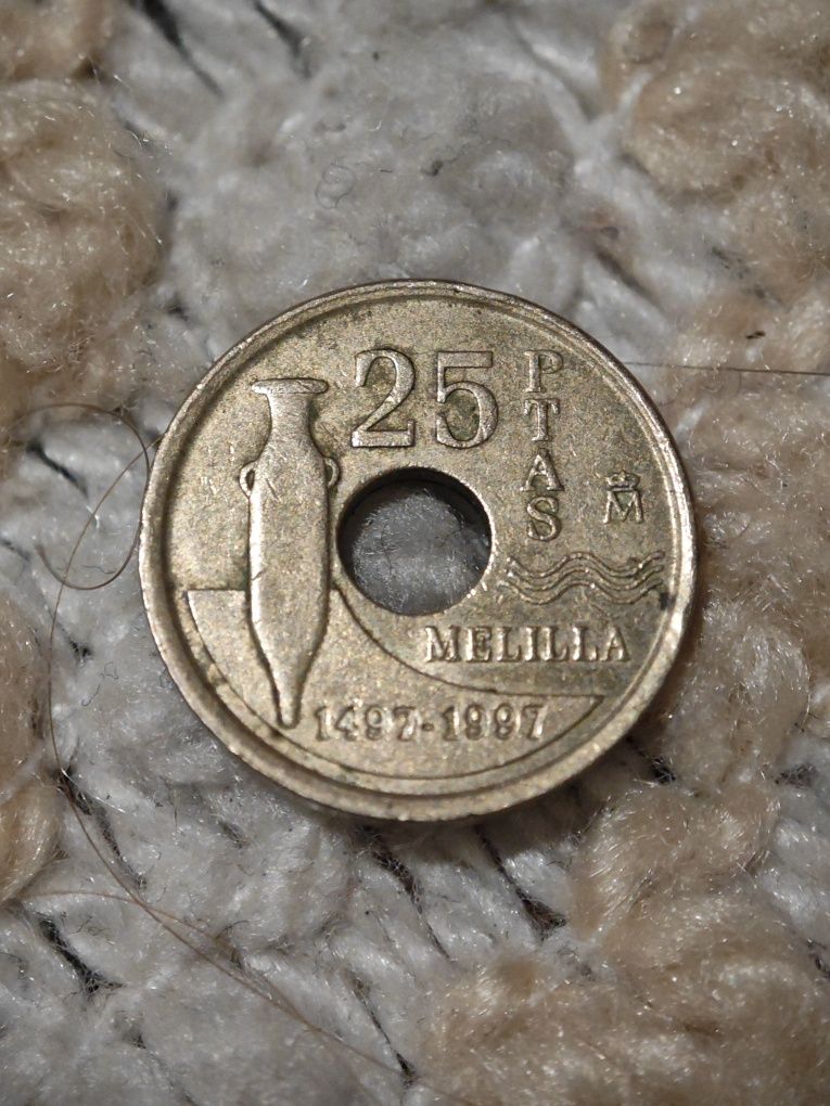 Moeda 25 pesetas merlia ano 1997