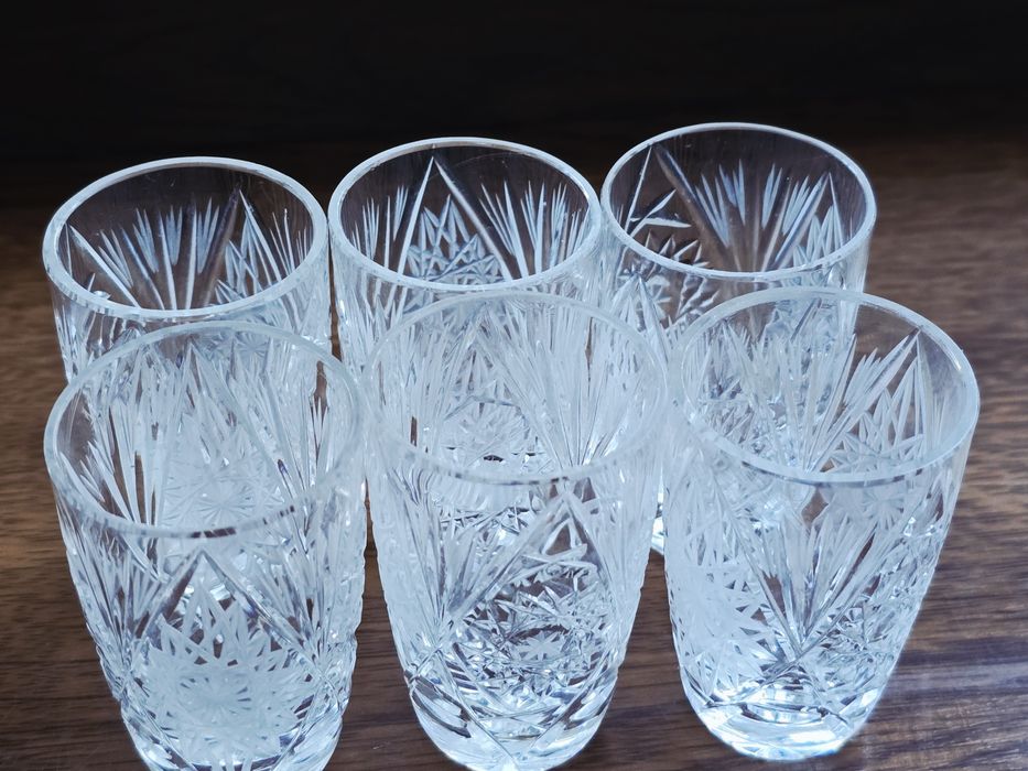 Kryształowe kieliszki do wódki 6 szt kryształy prl retro vintage