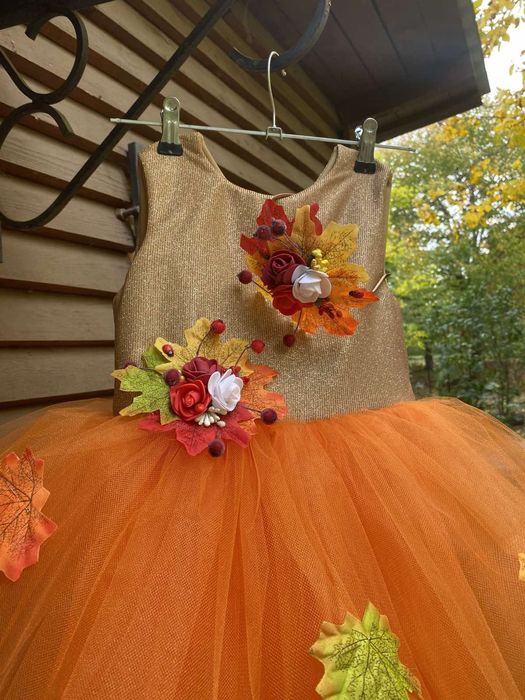 Сукня золота осінь щедра на свято осені помаранчева із листям морква