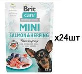 Вологий корм для собак Brit Care Mini лосось/оселедець 24шт*85г