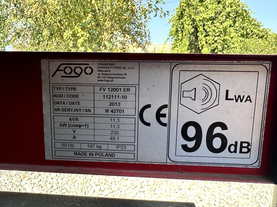 Генератор бензиновый Fogo FV 12001 ER