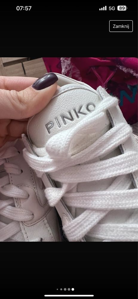 Buty sportowe Pinko sneakersy Liquirizia 38 białe skora naturalna