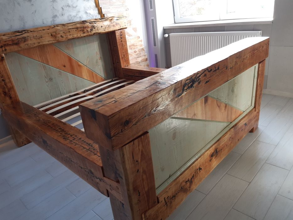 140 x 200, lozko z belek sosnowych, Solidne i ciężkie