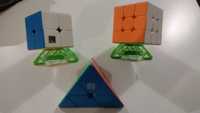 Kostki Rubika MoYu 3x3, 2x2 i piramida z podstawkami