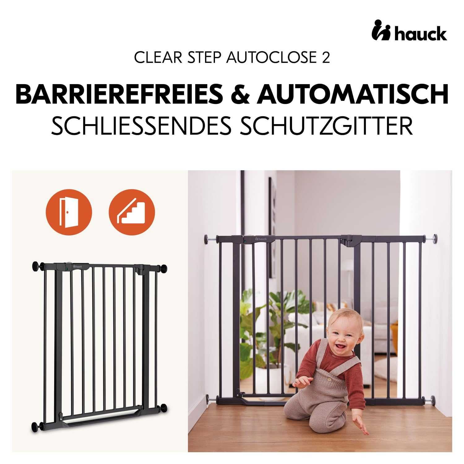 Hauck Clear Step Autoclose 2 Bramka Zabezpieczająca 75-80 cm, Czarna