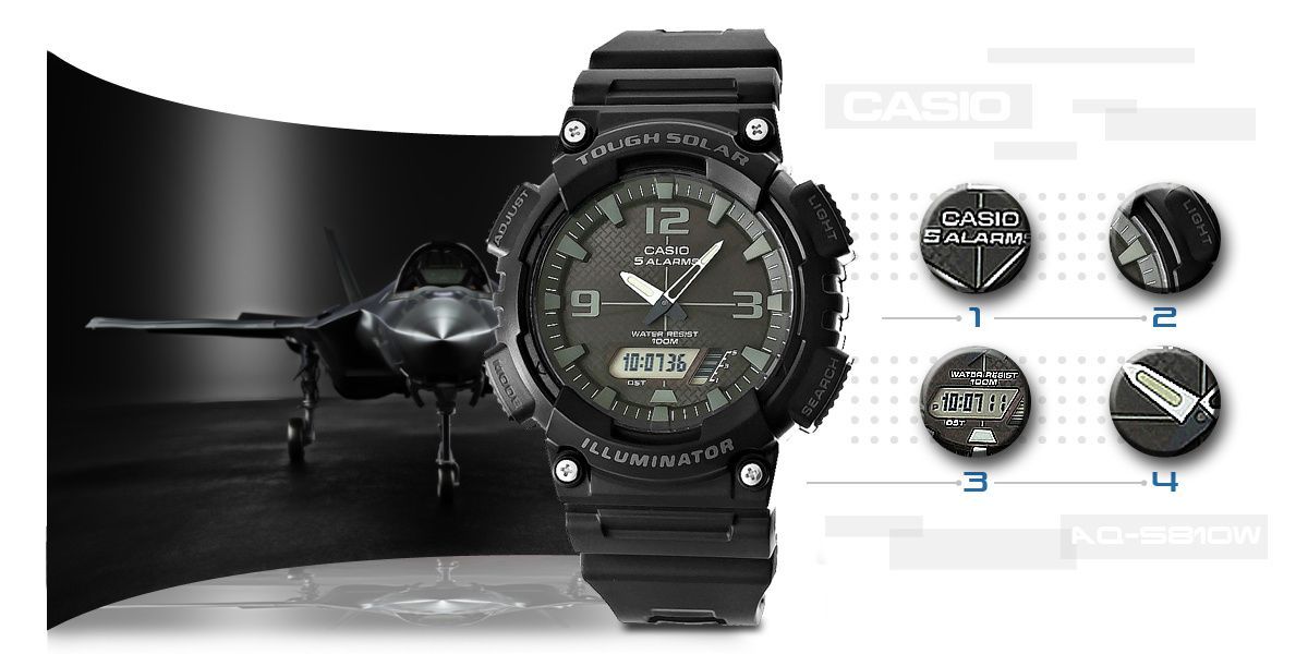 zegarek męski casio solar aq-s810w-1a2vdf
