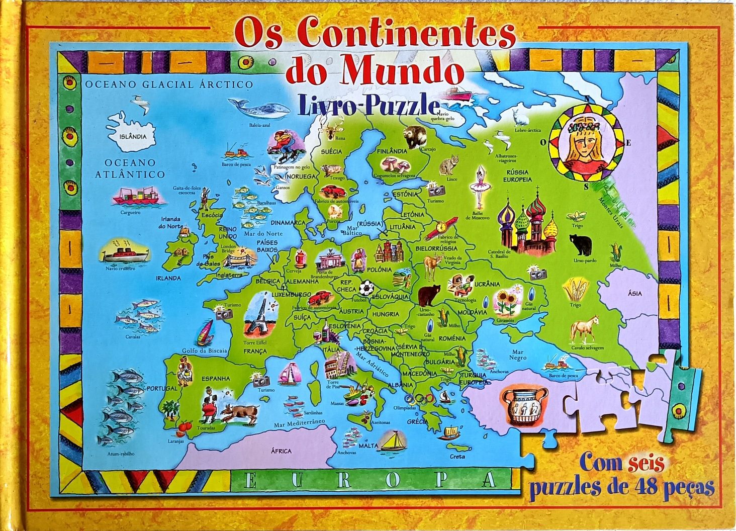 Os continentes do mundo; Livro-Puzzle